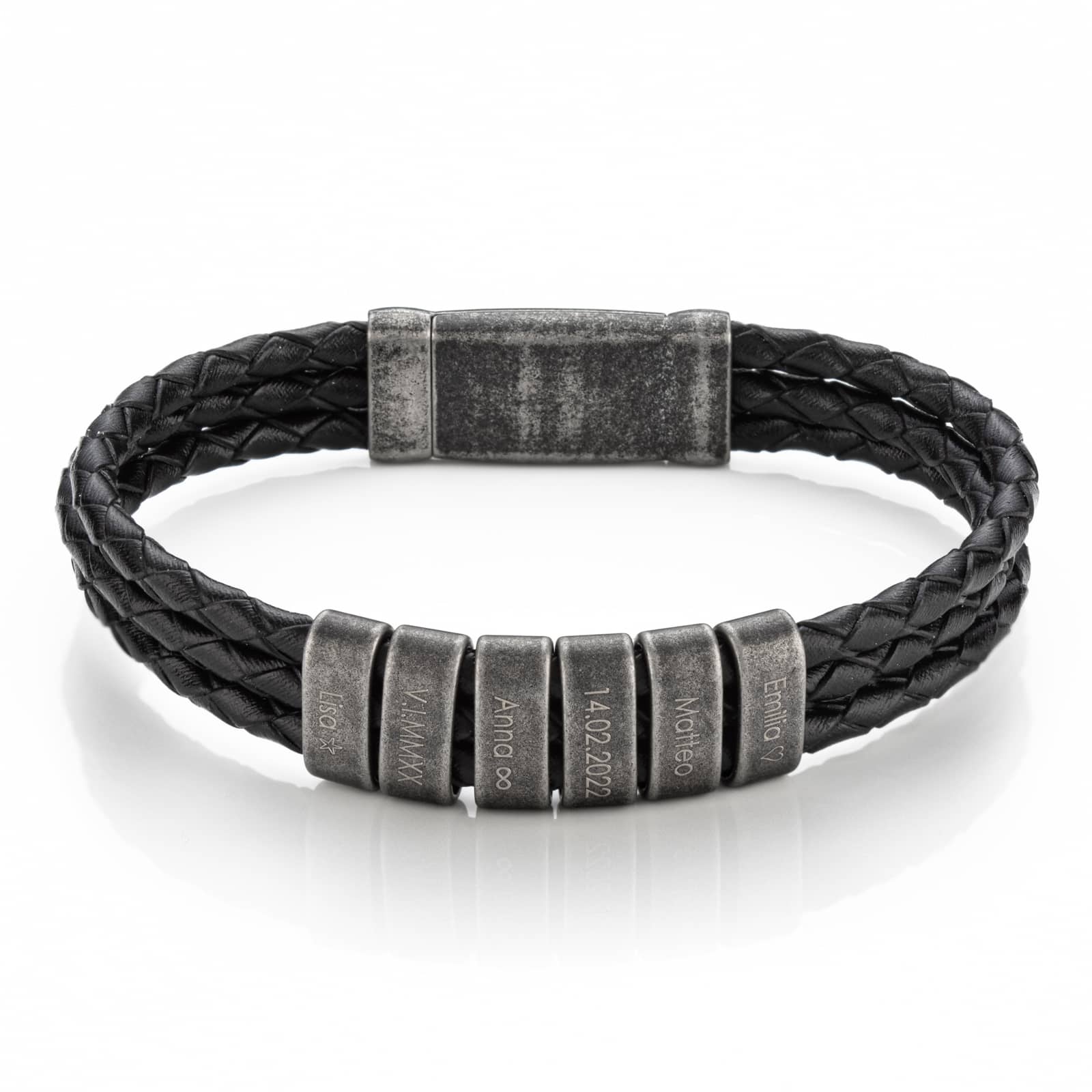 Lederarmband mit gravierten oxid Beads