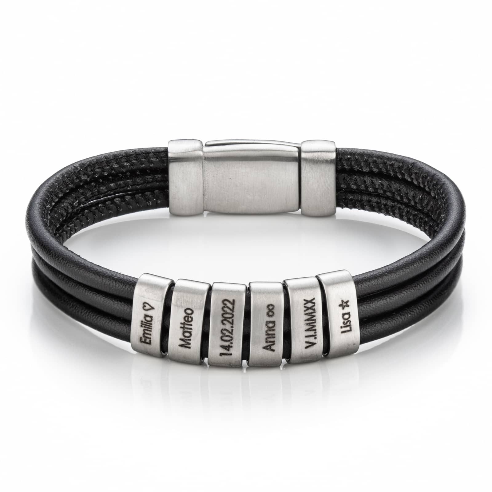 Bracelet homme avec perles gravées