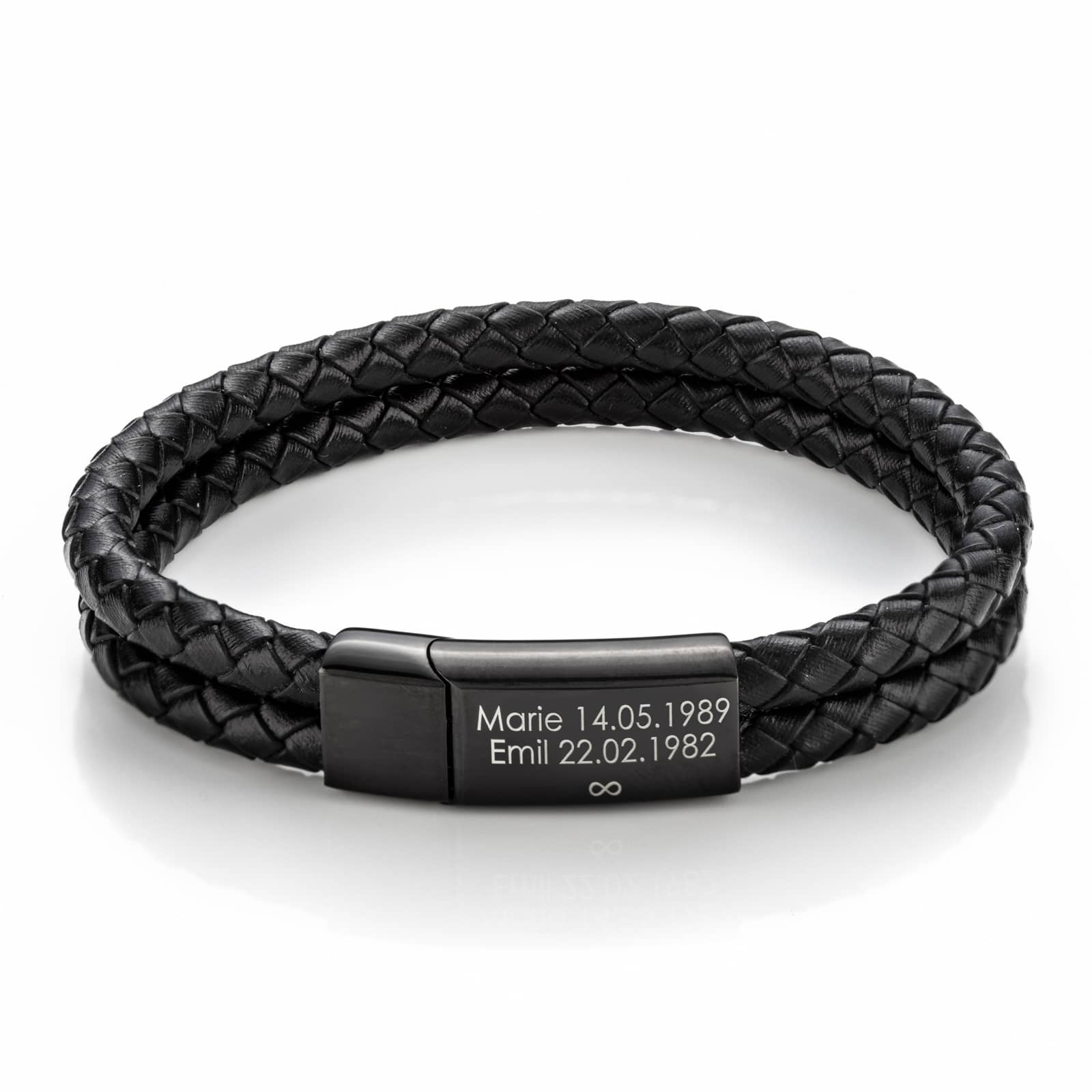 Bracciale Uomo In Pelle Personalizzato Con Nome Inciso - Regalo Per Padre, Figlio, Fidanzato - Confezione Velluto
