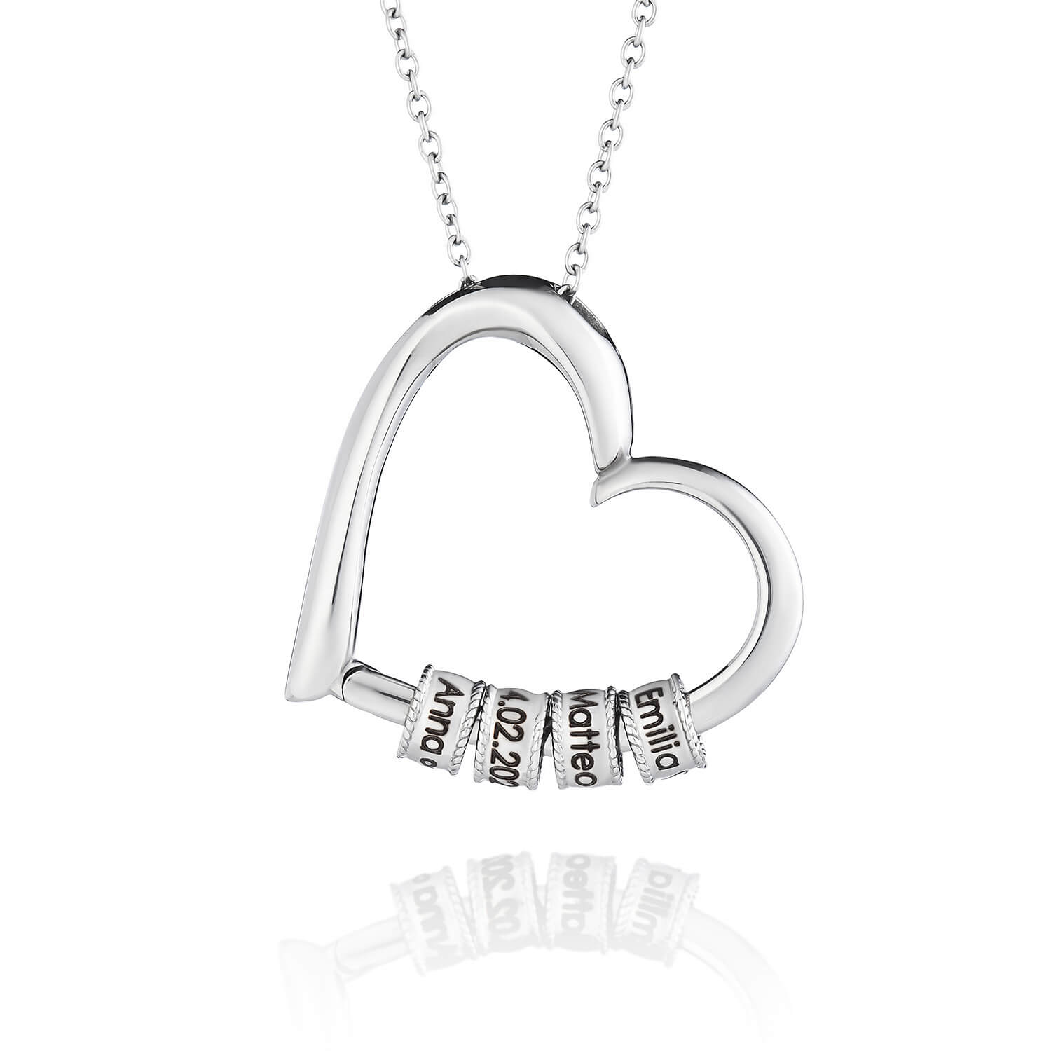 Collana a cuore con perle incise