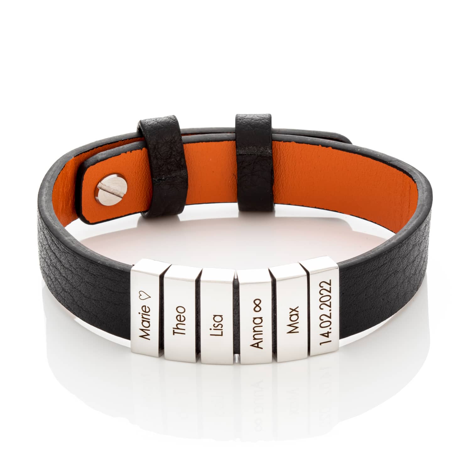 Leren armband met gepersonaliseerde kralen